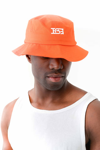 Bucket hat - BG linked logo Orange/white (unisex)